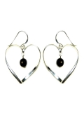 Boucles d'oreilles agate noire et argent