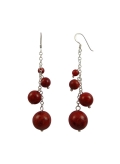 Boucles d'oreilles perles de gorgone rouge - pierre rouge