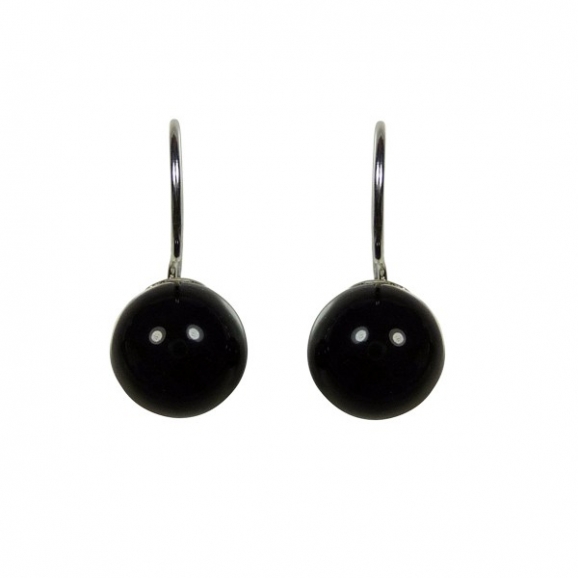 Boucles d'oreilles en argent et agate noire