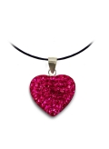 Bijoux oxyde de zirconium strass et argent cœur rose fuchsia