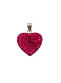 Pendentif cœur rose fuchsia strass et argent