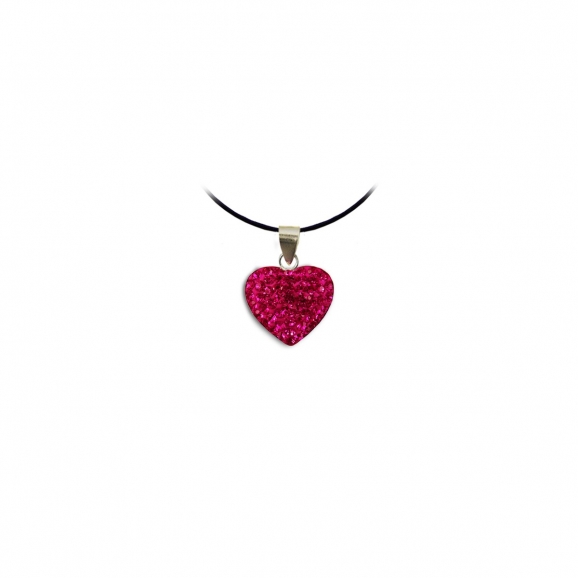 Bijoux oxyde de zirconium strass argent petit cœur rose fuchsia