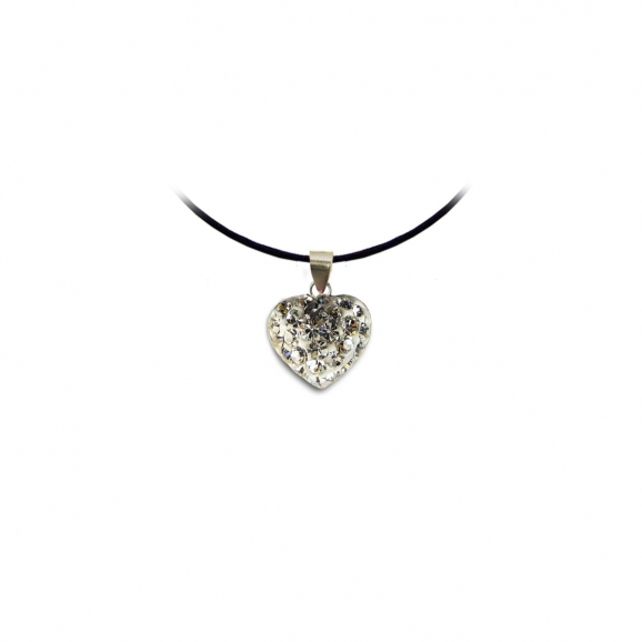 Bijoux oxyde de zirconium strass argent petit cœur blanc