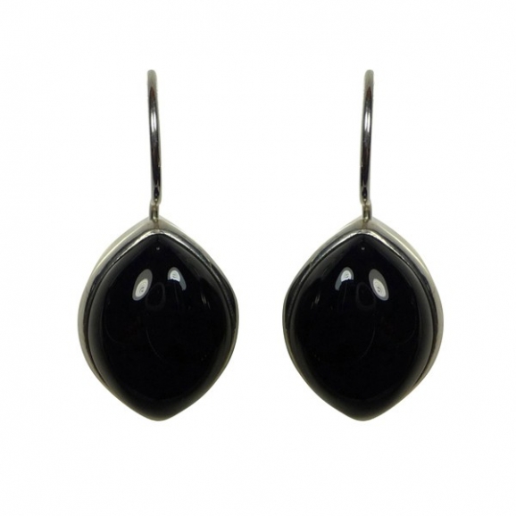 Boucles d'oreilles en argent et agate noire