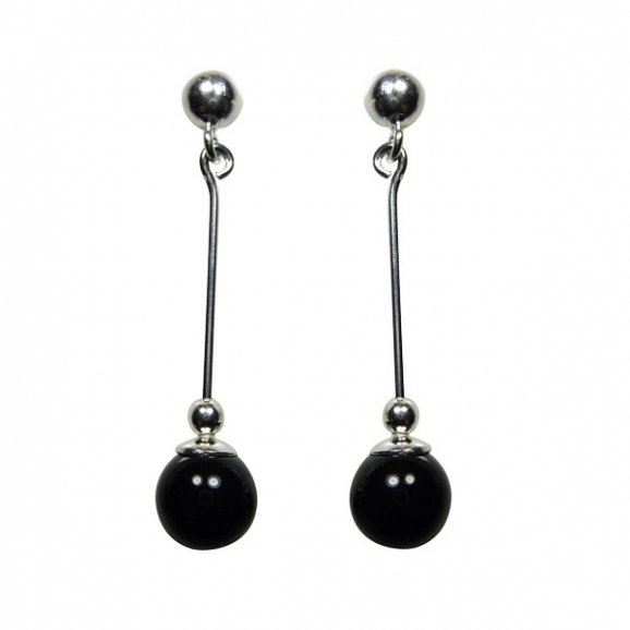 Boucles en argent et agate noire