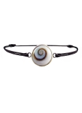 Bracelet oeil de Sainte Lucie argent sur cordon noir réglable diametre 1,7 cm