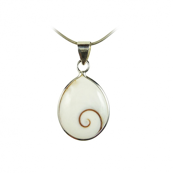 pendentif Œil de Sainte-Lucie-Pendentif blanc - coquillage et argent