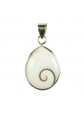 pendentif Œil de Sainte-Lucie-Pendentif blanc - coquillage et argent