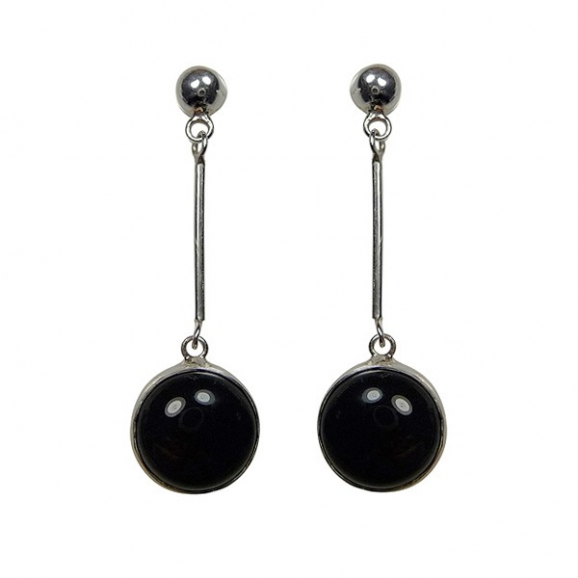 Boucles d'oreilles en argent et agate noire