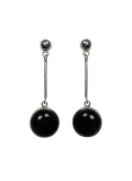 Boucles d'oreilles en argent et agate noire