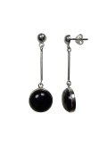 Boucles d'oreilles en argent et agate noire