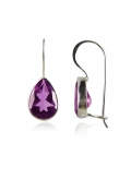 Boucles d'oreilles améthyste forme goutte d'eau pierre violette