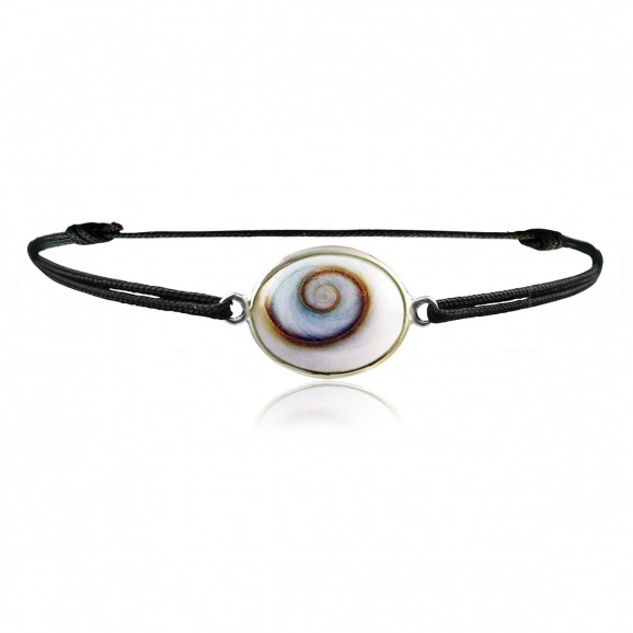 Bracelet oeil de Sainte Lucie ovale cordon noir