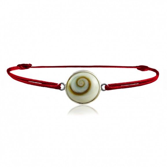 Bracelet oeil de Sainte Lucie (cordon rouge réglable 1 cm diametre)