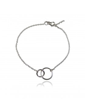 Bracelet deux 2 cercles ou anneaux ronds entrelacés argent