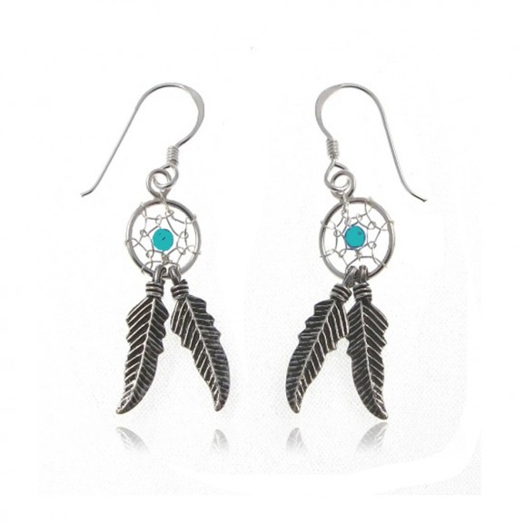Boucles d'oreilles dreamcatcher turquoise
