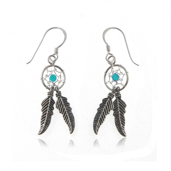 Boucles d'oreilles dreamcatcher turquoise