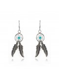 Boucles d'oreilles dreamcatcher argent et turquoise