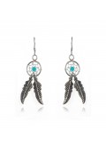 Boucles d'oreilles dreamcatcher argent et turquoise