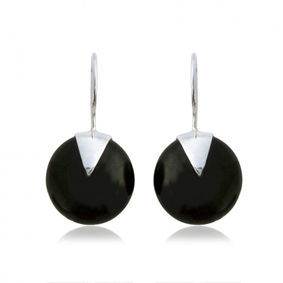 Boucles d'oreilles pierre noire en argent