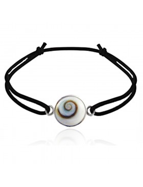 Bracelet oeil de Sainte Lucie rond avec cordon noir élastique 1 cm diametre