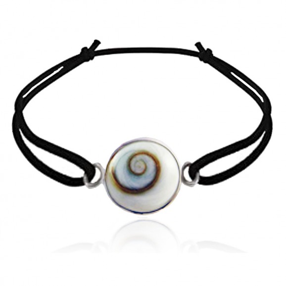 Bracelet oeil de Sainte Lucie rond avec cordon noir élastique 1,4 cm diametre