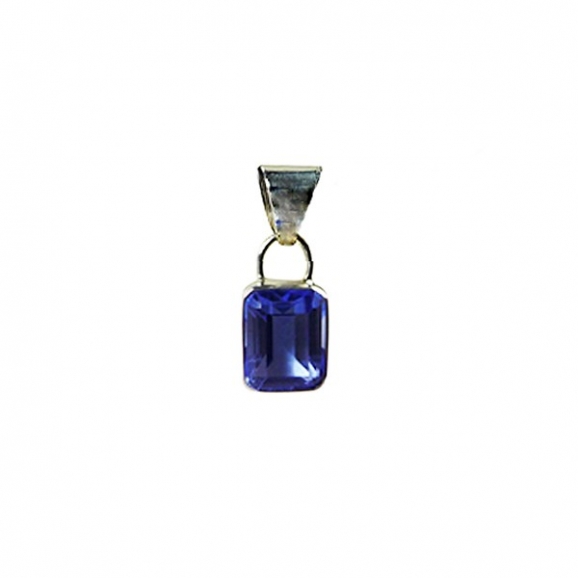 Bijou quartz bleu de Sibérie - Pendentif rectangulaire