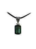 pierre fine argent, pendentif en quartz vert