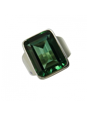 Bague quartz vert, argent