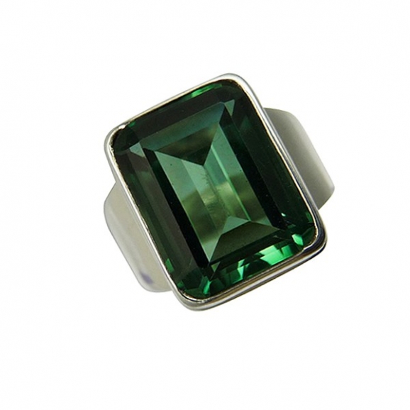 Bague quartz vert, argent