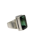 Bague quartz vert, argent