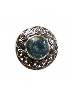 Bague argent et topaze bleue