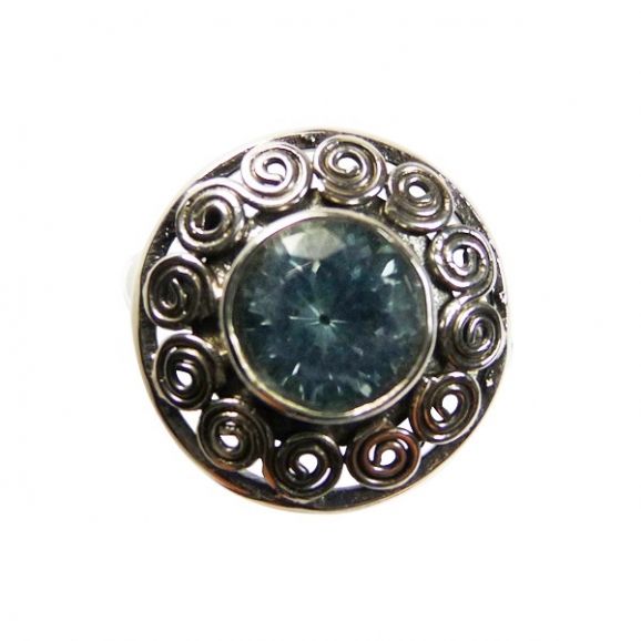 Bague argent et topaze bleue