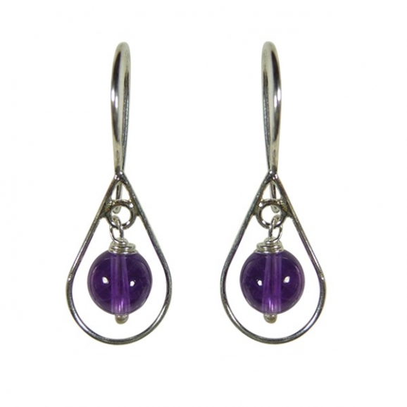 Boucles d'oreilles argent et améthyste