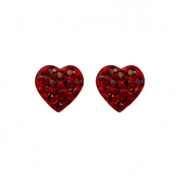 bijoux saint valentin coeurs rouges en argent et strass