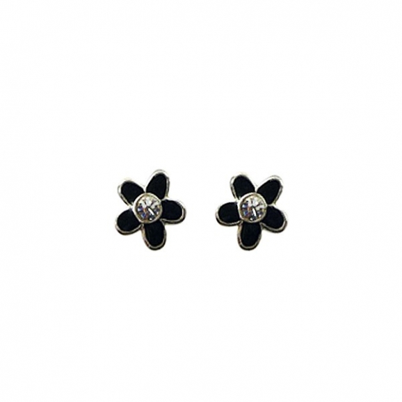 Boucles d'oreilles fleur argent et oxyde de zirconium.
