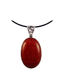 Très beau pendentif argent et corail ovale