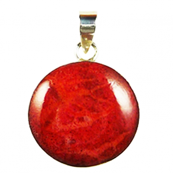 pendentif rond corail rouge - saint valentin