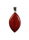 Pendentif argent et gorgone rouge en forme d'amande