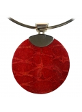 Très gros pendentif argent et gorgone rouge