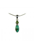 Pendentif double pierre péridot et turquoise