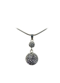 Double pendentif en strass blanc et argent.