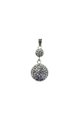 Double pendentif en strass blanc et argent.