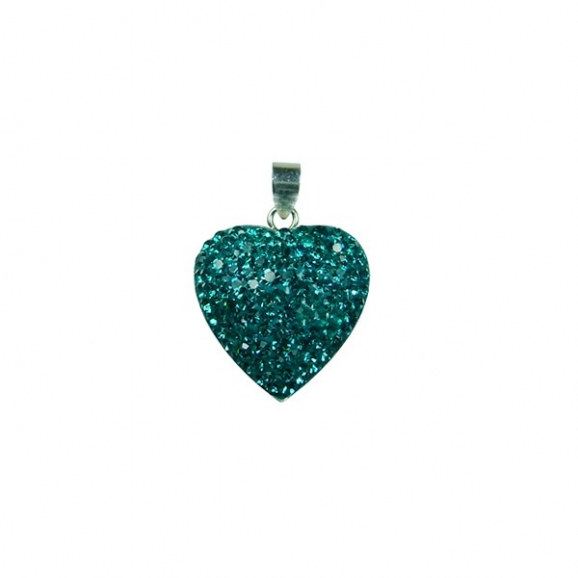 Bijoux oxyde de zirconium et argent en cœur turquoise.