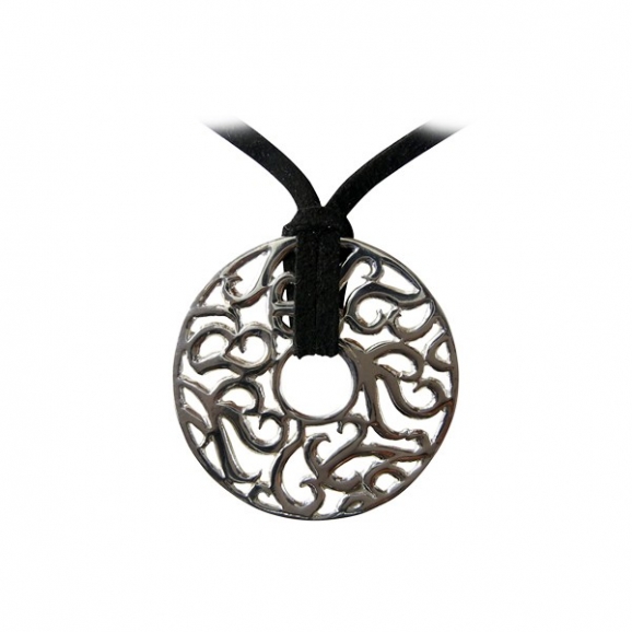 pendentif rond ajouré arabesques argent