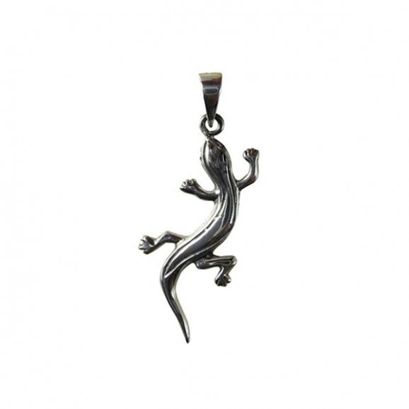 Pendentif gecko ou lézard en argent