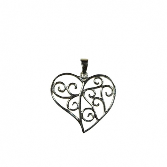 Pendentif forme coeur, argent - saint valentin - fete des meres