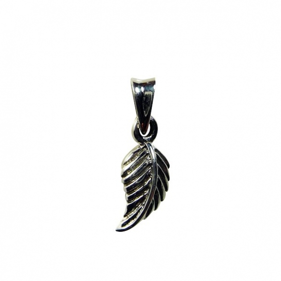 Pendentif feuille - bijoux plume en argent