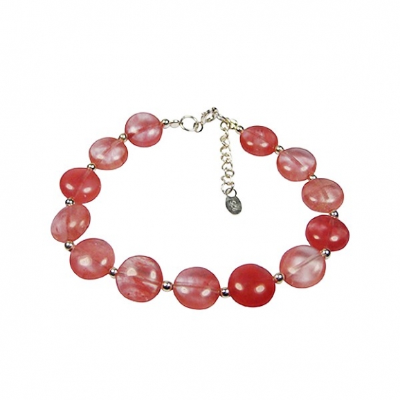 Bracelet pierre fine en cherry quartz et argent