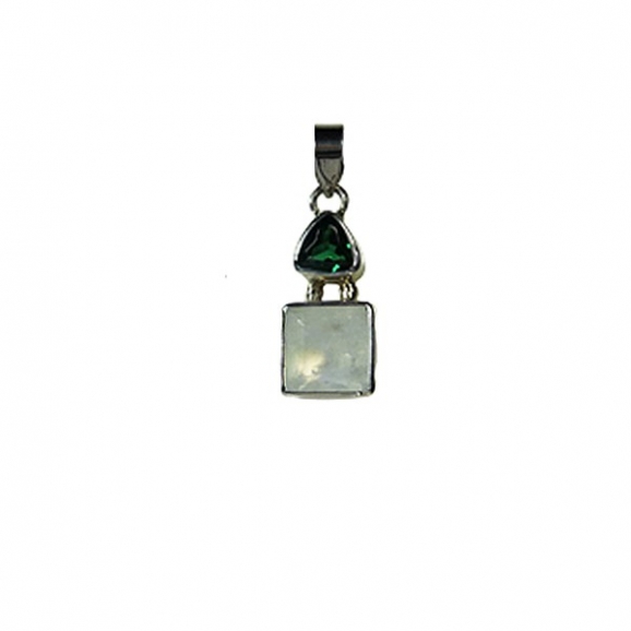 Pendentif en pierre de lune et quartz vert - pierres fines